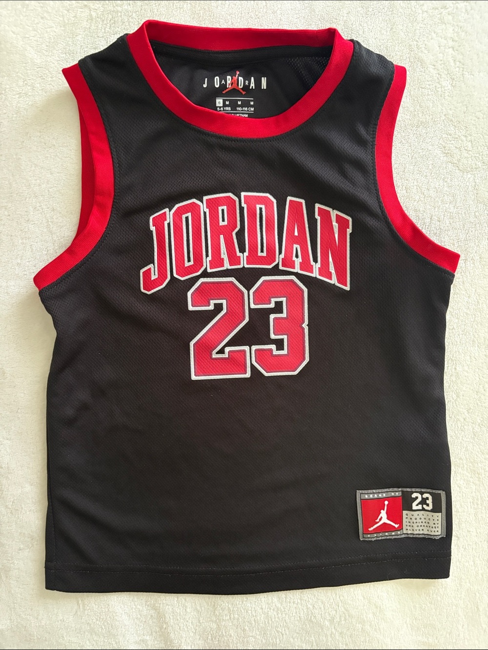 Jordan Black & Red Mesh Basketball Jersey 23